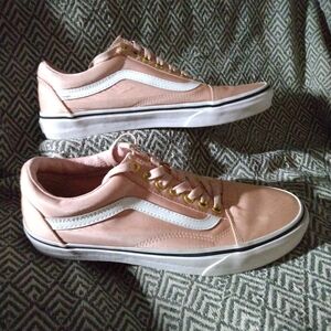 Unisex Vans Old Skool Satin Lux Rose Pink Skateboarding Sneakers Shoes